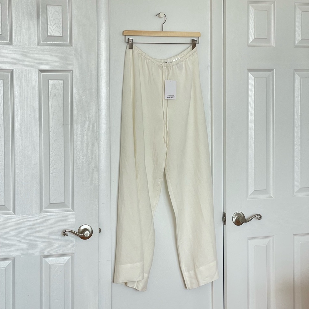 NWT & Other Stories Rayon/Linen Relaxed Drawstring Trousers in White Size: 6